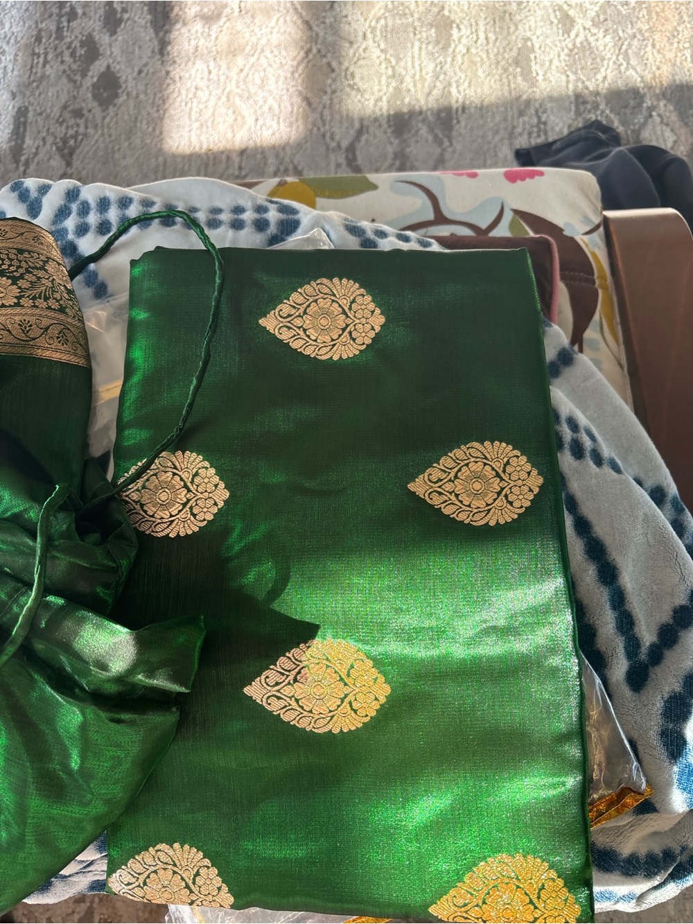 Bottle green original hand woven banarasi saree